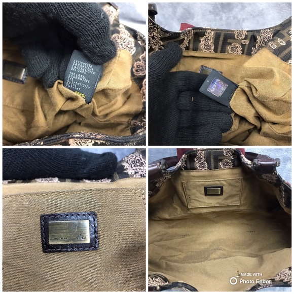 FENDI ZUCCA EMBROIDERED FLORAL SATCHEL BAG FINAL SALE - Picture 6 of 8